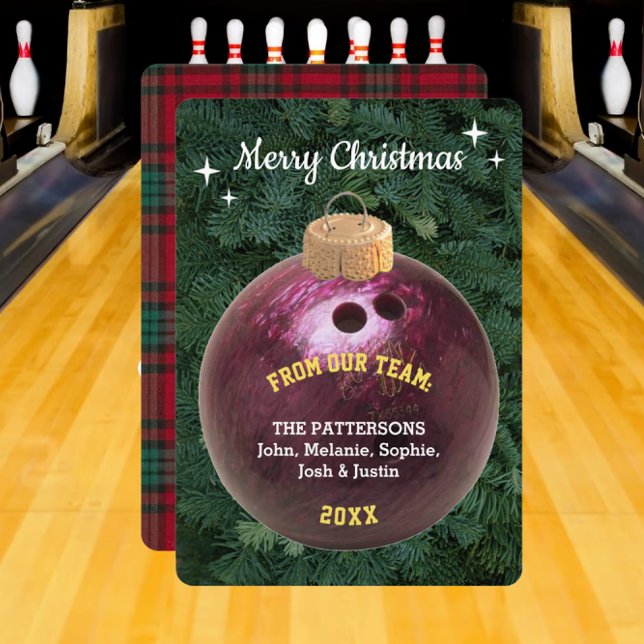 Bowling Fan Personalised Ornament Christmas Card (Creator Uploaded)