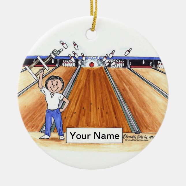 Bowling - Female Ceramic Ornament (Front)