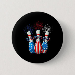 Bowling Fireworks American Usa Flag Sungles 4th Of 6 Cm Round Badge