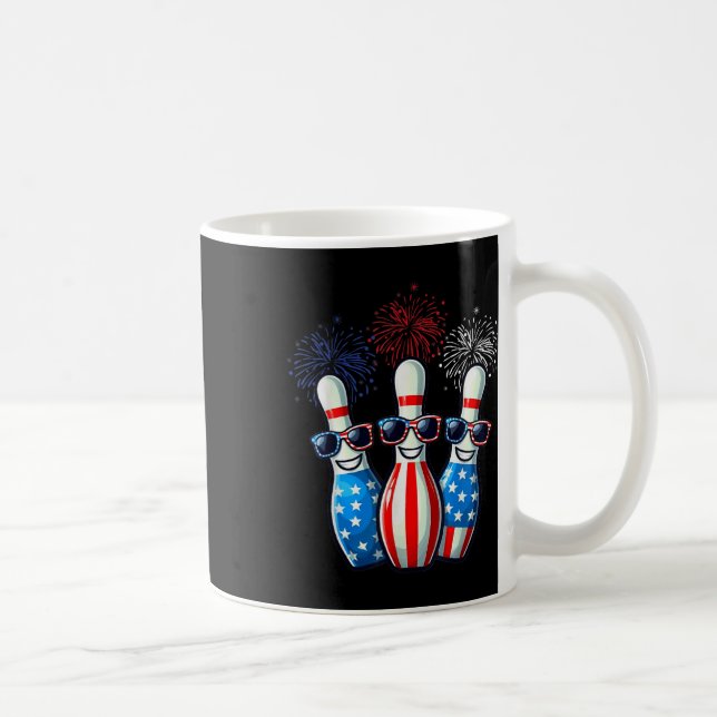 Bowling Fireworks American Usa Flag Sungles 4th Of Coffee Mug (Right)