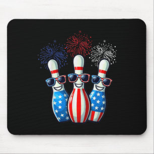 Bowling Fireworks American Usa Flag Sungles 4th Of Mouse Pad