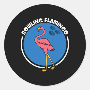 Bowling Flamingo Classic Round Sticker