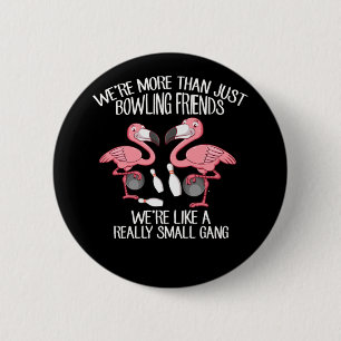 Bowling Flamingo Friends Bowler Girls 6 Cm Round Badge