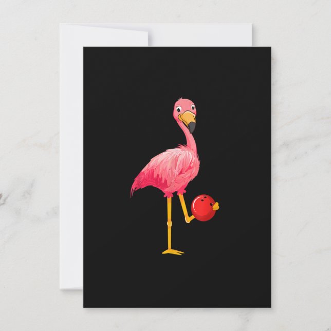 Bowling Flamingo - Funny Flamingo Bowling Player Invitation (Front)