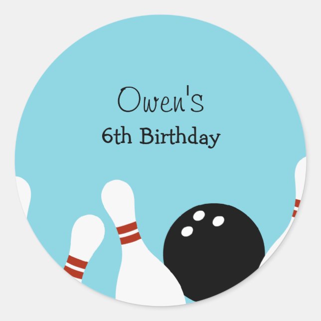 Bowling Fun Favour Stickers (Turquoise) (Front)