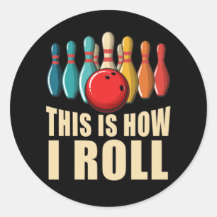 Bowling Fun Strike Lover Retro Classic Round Sticker