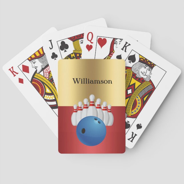 Bowling game - Ball and Pins personalize with name Playing Cards (Back)
