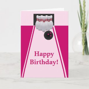 Bowling Girl Birthday Greeting Card