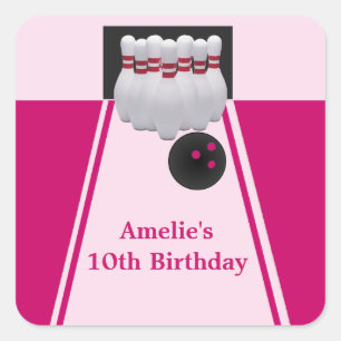 Bowling Girl Birthday Party Sticker