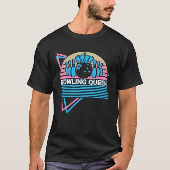 Bowling Girl Bowler Retro Bowling Queen T-Shirt (Front)