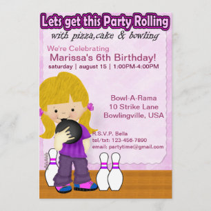 Bowling Girl Party Invite