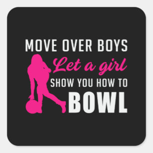 Bowling Girl Princess Queen Bowl Bowler Funny Gift Square Sticker