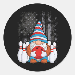 Bowling Gnome Bowling Gnomes Funny Gnome Bowling Classic Round Sticker