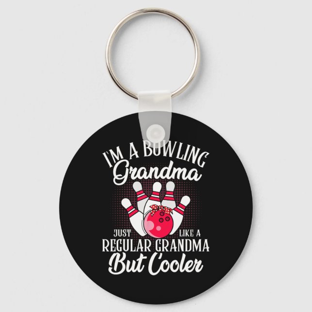 Bowling Grandma Funny Novelty Tee For Bowling Fami Key Ring (Front)