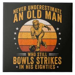Bowling Grandpa 80th Birthday Ceramic Tile