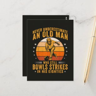 Bowling Grandpa 80th Birthday Postcard