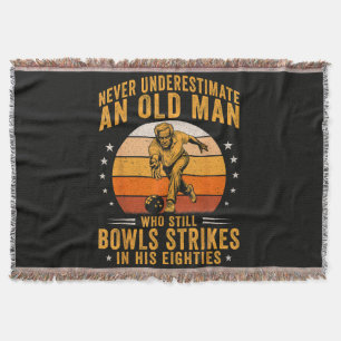 Bowling Grandpa 80th Birthday Throw Blanket