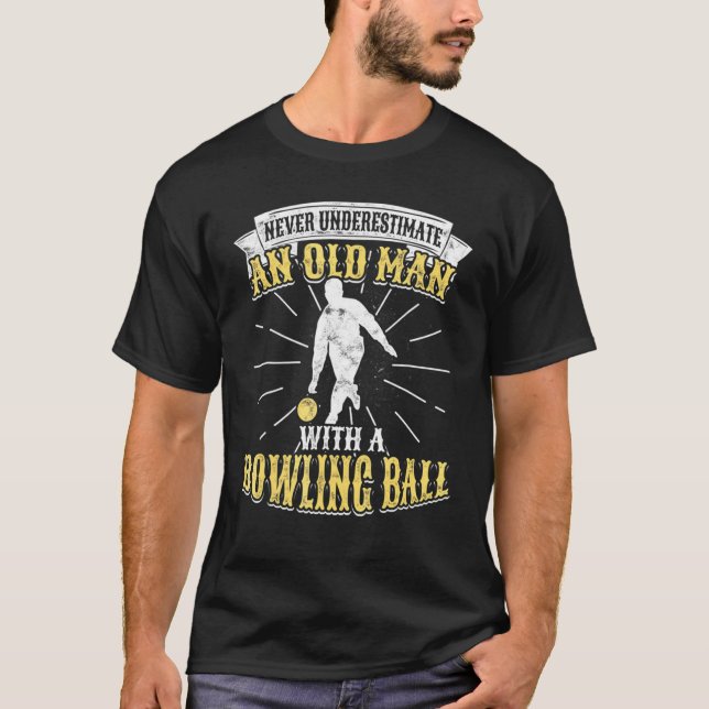 Bowling Grandpa Fathers Day Sports Pins Senior T-Shirt (Front)