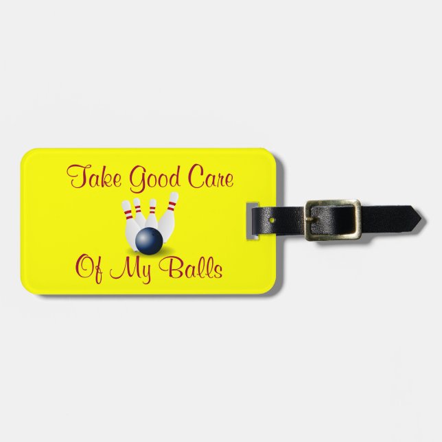 Bowling Green Yellow Red Personalised Bag Tag (Front Horizontal)