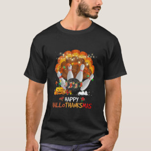 Bowling Halloween And Merry Christmas Happy Hallot T-Shirt