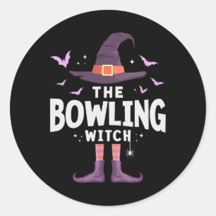 Bowling Halloween Witch Matching Costume Classic Round Sticker