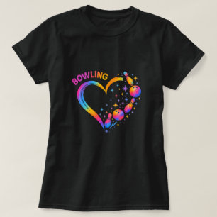 Bowling Heart Colourful Bowling Pin Lovers T-Shirt
