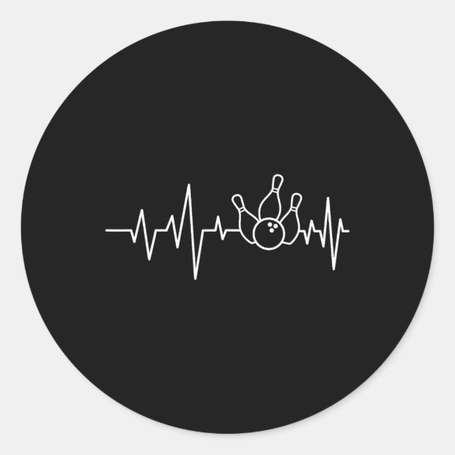 Bowling Heartbeat - Bowling Bowler  Classic Round Sticker (Front)