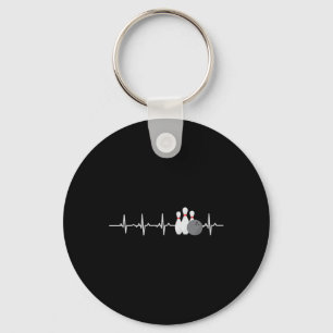 Bowling Heartbeat Funny Bowler League Team Gift Me Key Ring