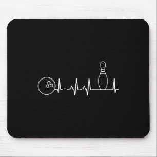 Bowling Heartbeat Graphic Funny Bowling Team Coach Mouse Pad