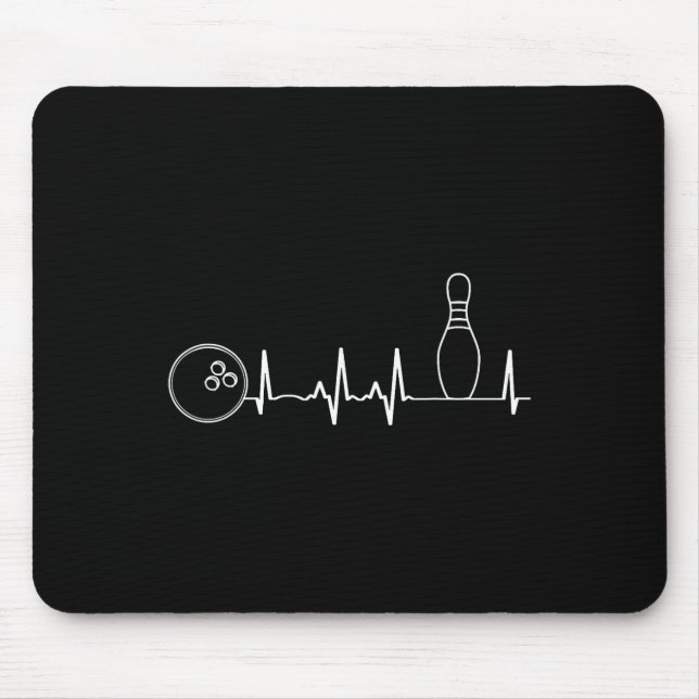 Bowling Heartbeat Graphic Funny Bowling Team Coach Mouse Pad (Front)