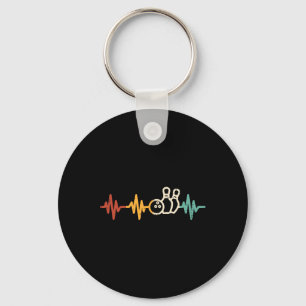 Bowling Heartbeat Retro Bowler Team Player Men Wom Key Ring