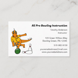 Bowling Instructor, Bowling Alley Dinosaur Business Card