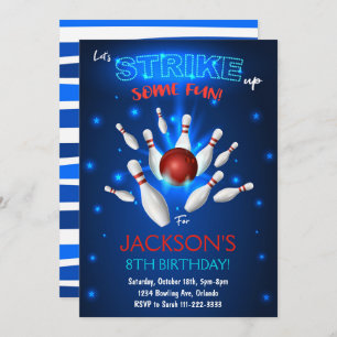 Bowling Invitation, Bowling Birthday Invite