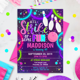 Bowling Invitation Bowling Birthday Strike