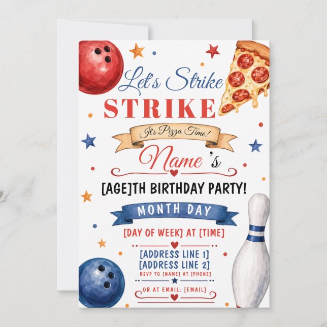 Bowling Invitation pizza (Front)