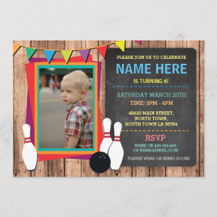 Bowling Invite Photo Bowl Chalkboard Invitation