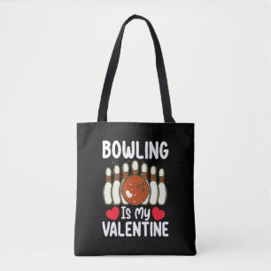 Bowling Is My Valentine Day Love Heart Tote Bag