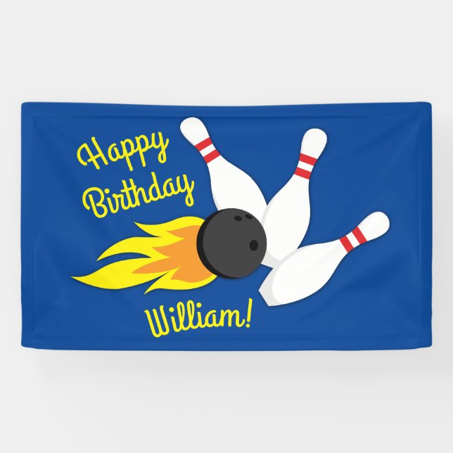 Bowling Kids Birthday Party Cute Sports  Banner (Horizontal)