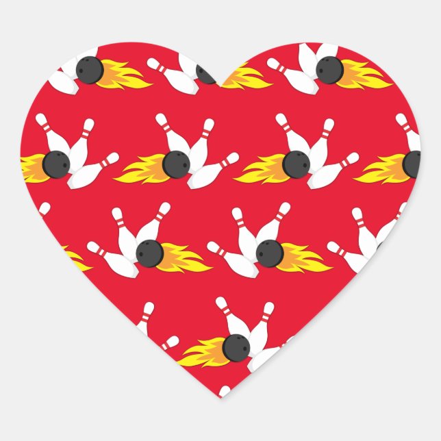 Bowling Kids Birthday Party Cute Sports Heart Sticker (Front)