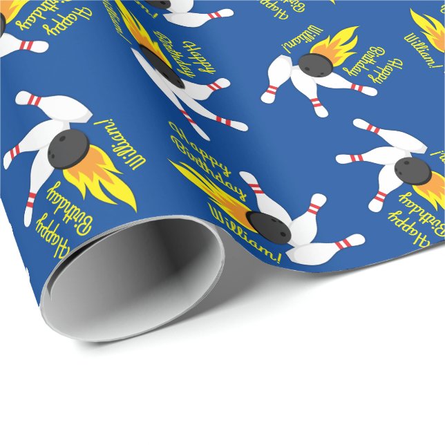 Bowling Kids Birthday Party Cute Sports  Wrapping Paper (Roll Corner)