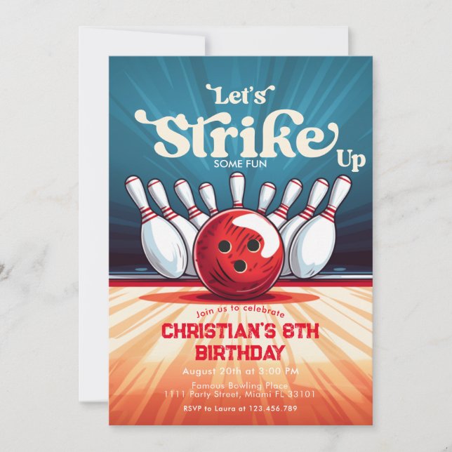 Bowling Kids Birthday Party Invitation (Front)