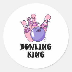 Bowling King Childrens Birthday Party Classic Round Sticker