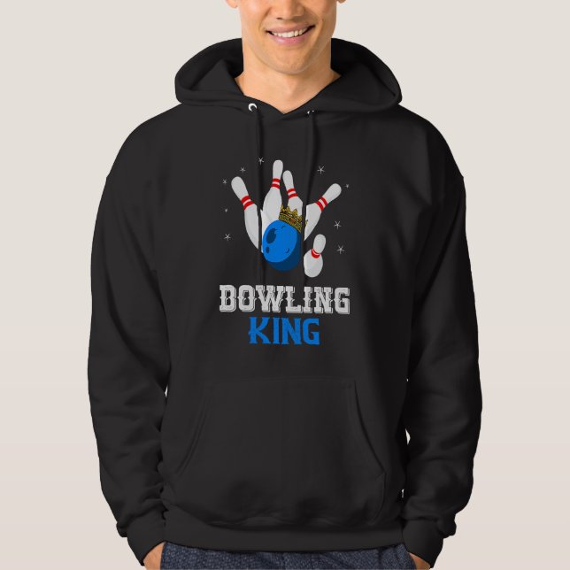 Bowling King Crown Bowler Bowling Team Strike Bowl Hoodie (Front)
