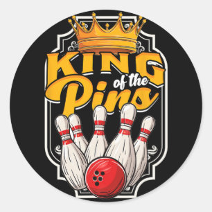 Bowling King Of The Pins Classic Round Sticker