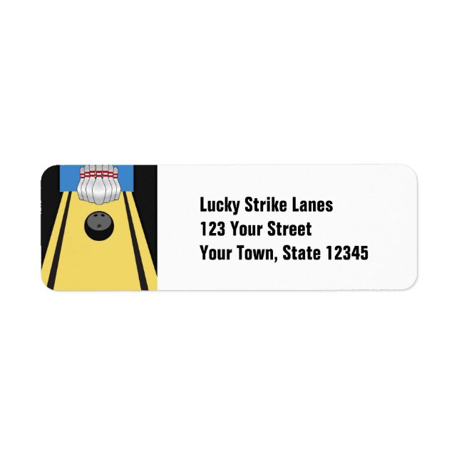 Bowling Lane, Pins, Ball Return Address Label (Front)