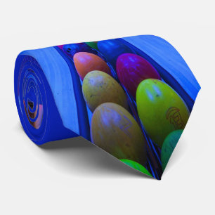 Bowling Lanes Balls Black Light Colour Necktie
