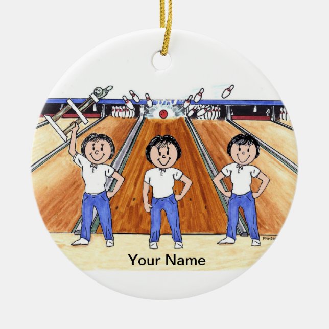Bowling League - Three Females Ceramic Tree Decoration (Front)