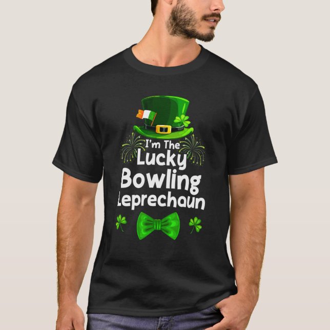 Bowling Leprechaun St Patricks Day Bowler T-Shirt (Front)