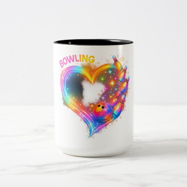 Bowling Love Glow Two-Tone Coffee Mug (Center)