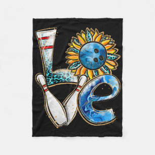 Bowling Love Sunflower Bowling Pin Matching Mens W Fleece Blanket